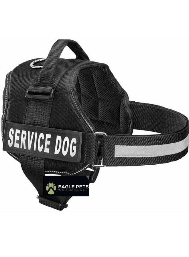Eagle Pets Service Dog Harness, No-Pull Reflective Dog Vest, Breathable Adjustable Pet Harness with Handle for Outdoor Walking -No More Pulling Tugging, Choking (Black, Large (65-88cm)) - Image 1